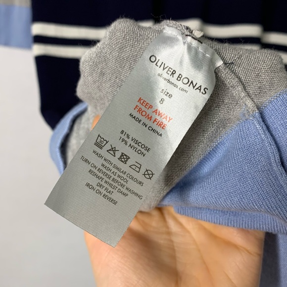 Oliver Bonas Blue Vivid Stripe Knitted Dress sz 8 - Picture 7 of 8